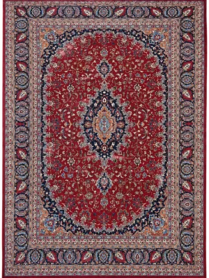 فرش دست بافت 9 متری مشهد 250*350 مستطیل لچک ترنجی 40 رج پشم قرمز / لاکی 30 کیلو سنتی