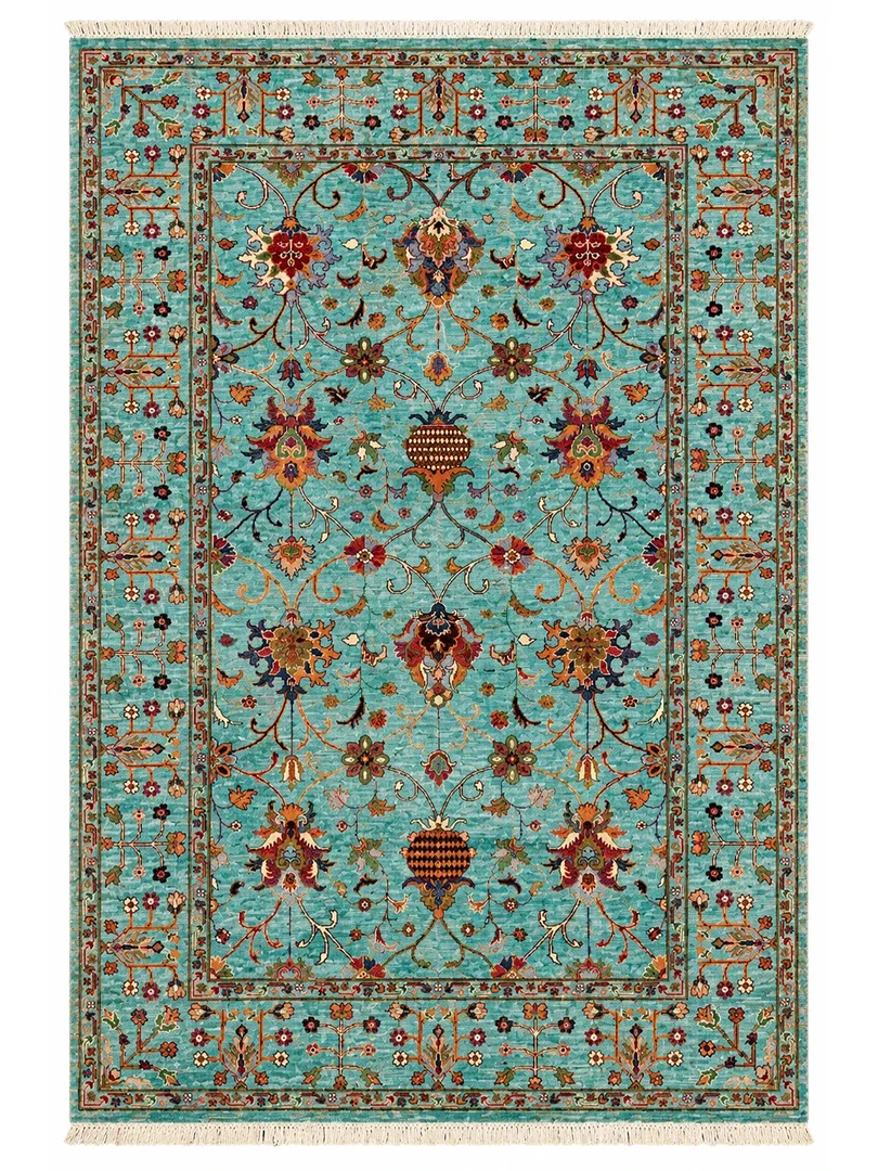 فرش دست بافت 4 متری سلطان اباد 175*240 مستطیل افشان امریکایی 30 رج پشم دست ریس آبی / سرمه ایی 25 کیلو مدرن