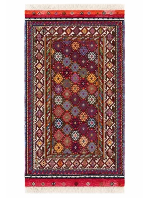 فرش دست بافت 0.5 متری گلیم فرش 112*67 مستطیل ناخنی 40 رج پشم الوان کیلو1 سنتی