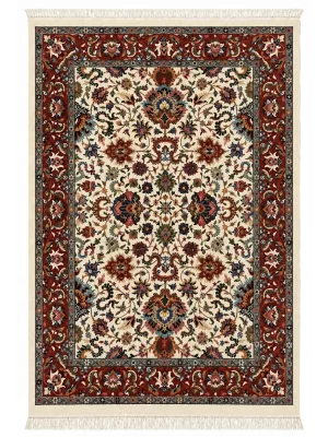 فرش دست بافت 3 متری مشهد 150*200 مستطیل افشان 45 رج پشم و ابریشم کرم / بژ 12 کیلو سنتی