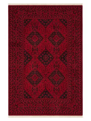 فرش ربات بافت 6 متری قم 200*300 مستطیل کاسه کوزه 70 رج ابریشم و بنبوسیلک قرمز / لاکی 12 کیلو کلاسیک