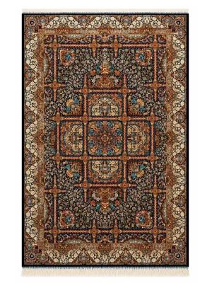 فرش ربات بافت 6 متری قم 200*300 مستطیل محرمات معصومی 90 رج ابریشم و بنبوسیلک مشکی 12 کیلو کلاسیک
