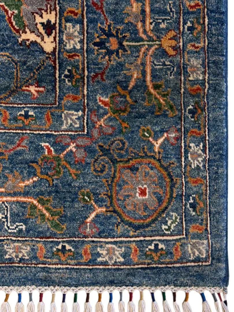 فرش دست بافت 6 متری سلطان اباد 204*300 مستطیل افشان امریکایی 30 رج پشم دست ریس آبی / سرمه ایی 25 کیلو مدرن - تصویر 3