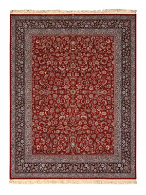 فرش دست بافت 12 متری مشهد 300*400 مستطیل افشان شاه عباسی 60 رج کرک براق قرمز / لاکی 25 کیلو کلاسیک