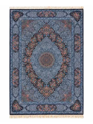فرش دست بافت 6 متری قم 200*300 مستطیل کاظمی 90 رج تمام ابریشم مشکی 20 کیلو کلاسیک