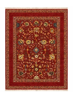 فرش دست بافت 10 متری سلطان اباد 272*363 مستطیل افشان امریکایی 30 رج پشم دست ریس قرمز / لاکی 35 کیلو مدرن